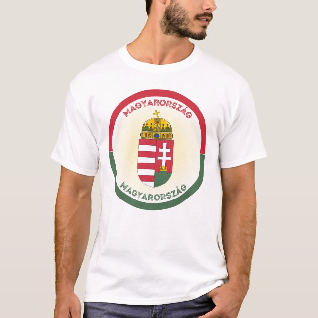 Hungary Coat of Arms Circle Shape T-Shirt (Front)
