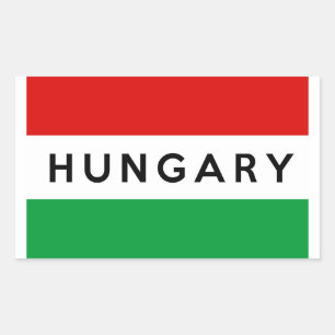hungary country flag symbol name text rectangular sticker
