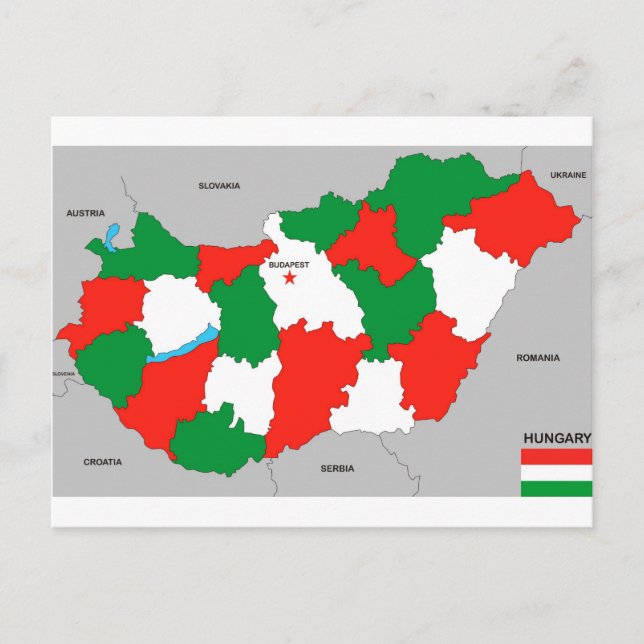 hungary country political map flag postcard (Front)