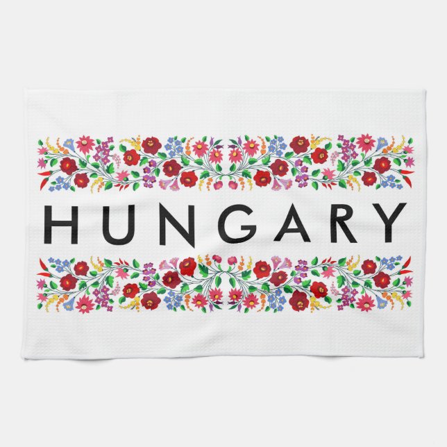 hungary country symbol name text folk motif tradit tea towel (Horizontal)