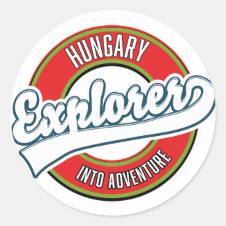 Hungary explorer into adventure logo classic round sticker