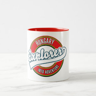 Hungary explorer into adventure logo Two-Tone coffee mug