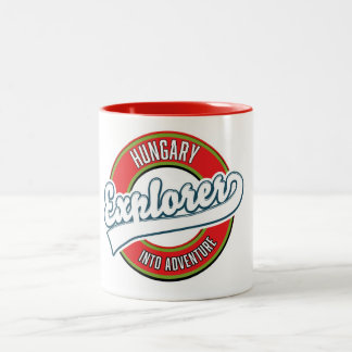 Hungary explorer into adventure logo Two-Tone coffee mug