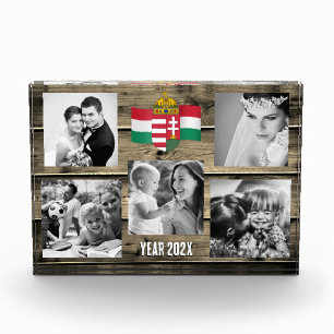 Hungary family photo block,  Hungarian flag, wood