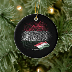 Hungary flag ceramic tree decoration