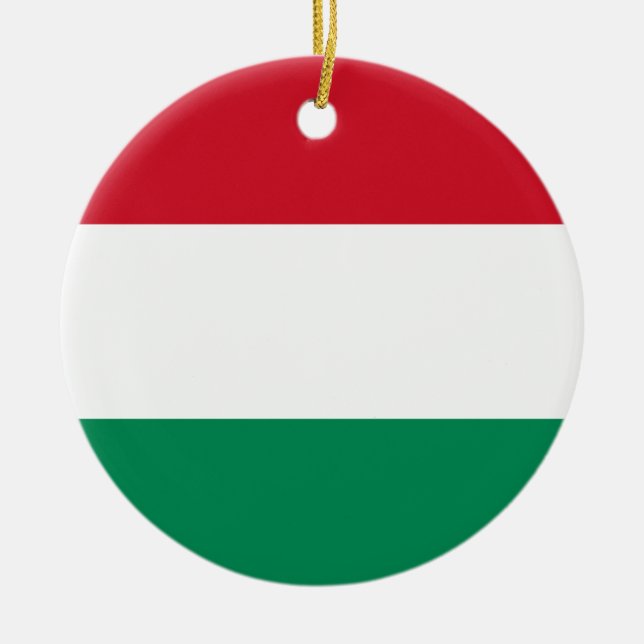 Hungary flag  ceramic tree decoration (Front)