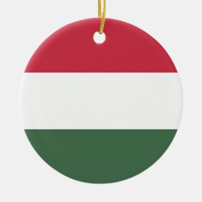 Hungary flag ceramic tree decoration (Front)