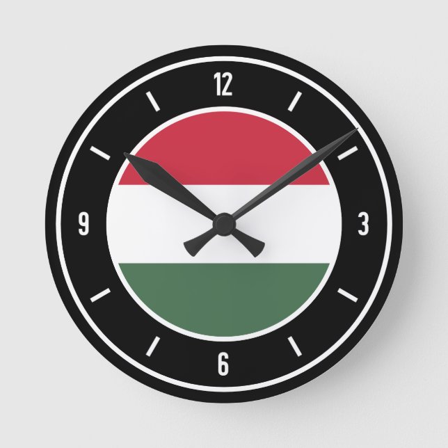 Hungary Flag Elegant Round Clock (Front)