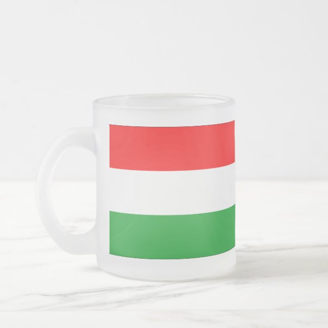 Hungary Flag Frosted Glass Coffee Mug (Left)