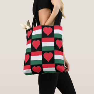 Hungary Flag Heart Pattern Patriotic Hungarian Tote Bag