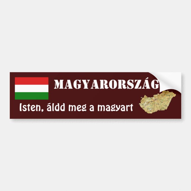 Hungary Flag + Map Bumper Sticker (Front)