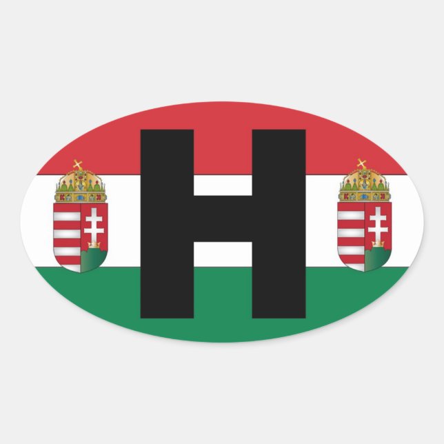 Hungary Flag Oval Sticker (Front)