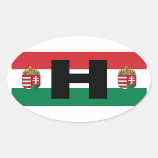 Hungary Flag Oval Sticker