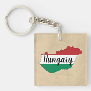 Hungary Flag Silhouette Key Ring