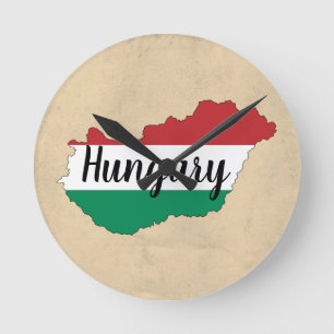 Hungary Flag Silhouette Round Clock
