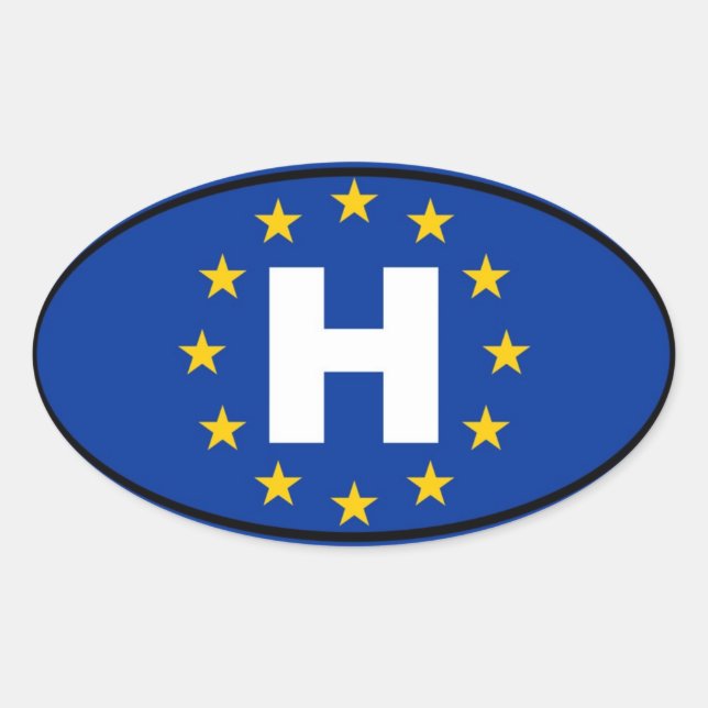 Hungary - H - European Oval Sticker (Front)