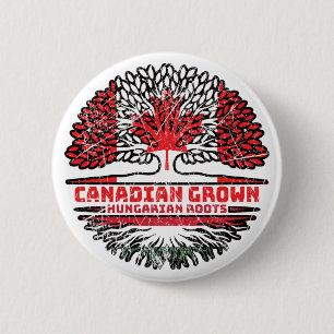 Hungary Hungarian Canadian Canada Tree Roots Flag 6 Cm Round Badge
