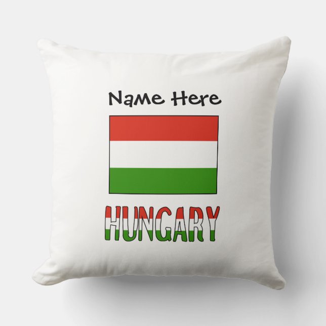 Hungary Hungarian Flag Black Personalisation  Cushion (Front)