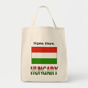 Hungary Hungarian Flag Black Personalisation Tote Bag