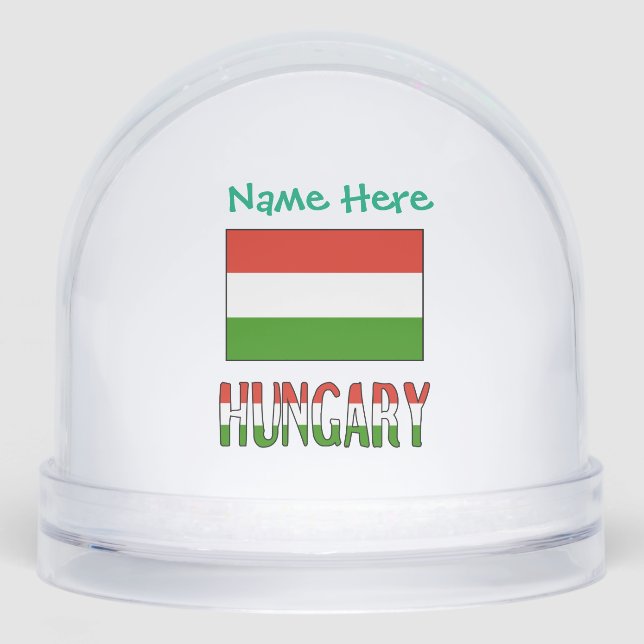 Hungary Hungarian Flag Green Personalised  Snowglobe (Front)