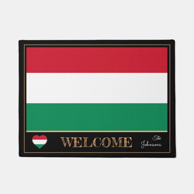Hungary & Hungarian Flag house mats/sports Welcome Doormat (Front)
