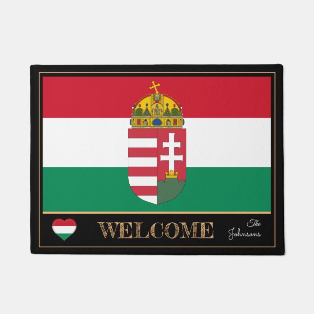 Hungary & Hungarian Flag house mats/sports Welcome Doormat (Front)