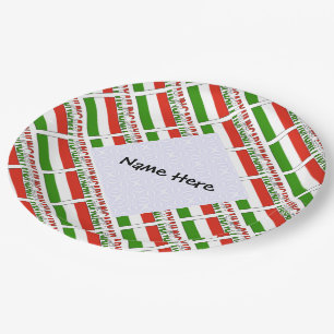 Hungary Hungarian Flag Tiled Personalised Name Paper Plate