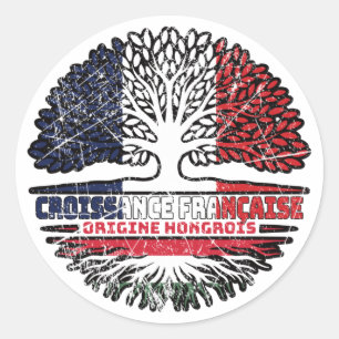 Hungary Hungarian French France Tree Roots Flag Classic Round Sticker