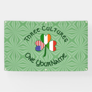 Hungary Ireland USA Shamrock Flag Personalised Banner