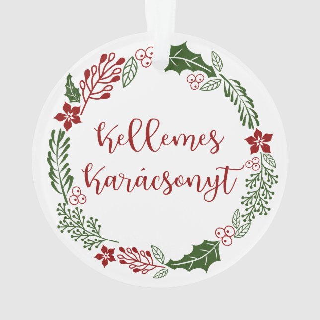 Hungary Merry Christmas Wreath Kellemes Karácsonyt Ornament (Back)