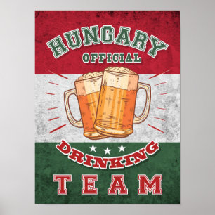 Hungary Official Drinking Team. Funny beer Poster