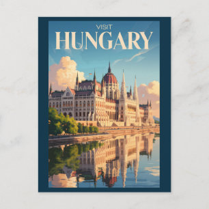 Hungary Parliament Illustration Travel Art Vintage Postcard