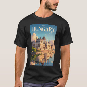 Hungary Parliament Illustration Travel Art Vintage T-Shirt