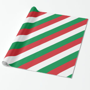 Hungary Red White Green Stripes Wrapping Paper