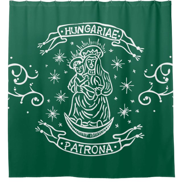 hungary religious motif mediaeval virgin mary jesu shower curtain (Front)