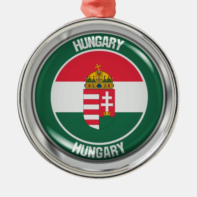 Hungary Round Emblem Metal Tree Decoration (Front)