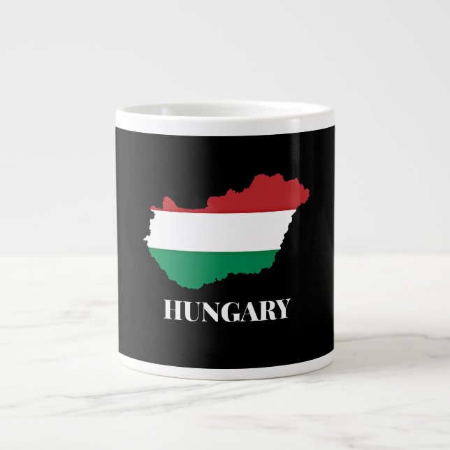 Hungary, silhouette and flag, large coffee mug (Front)