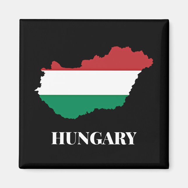 Hungary, silhouette and flag, magnet (Front)