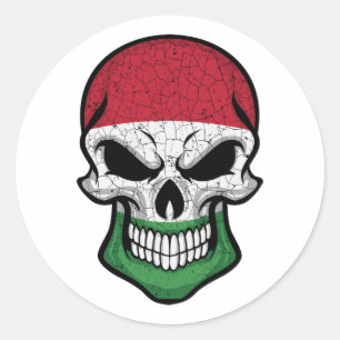 Hungary Smiling Skull Flag Classic Round Sticker