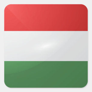 Hungary square glossy flag square sticker