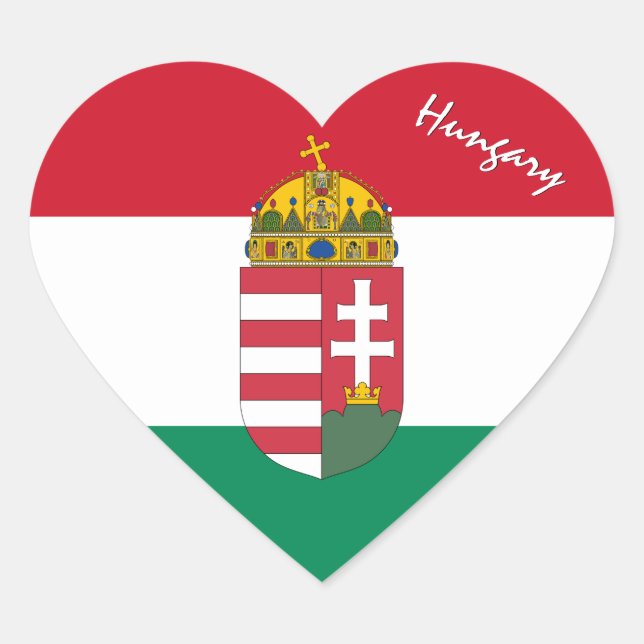 Hungary Sticker, Heart, Patriotic Hungarian Flag Heart Sticker (Front)