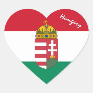 Hungary Sticker, Heart, Patriotic Hungarian Flag Heart Sticker