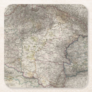 Hungary, Transylvania, Slavonia, Croatia Square Paper Coaster