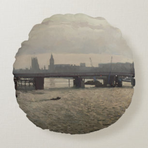 Hungerford Bridge from Waterloo Bridge Round Cushion