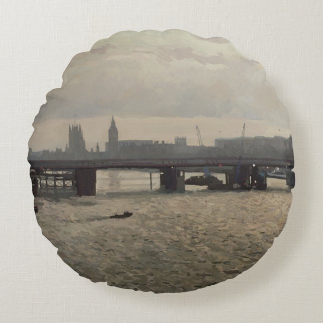 Hungerford Bridge from Waterloo Bridge Round Cushion (Front)