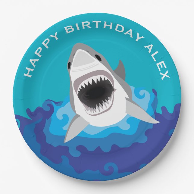 Hungry as a Shark Boy's Birthday Party Paper Plate (Front)