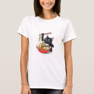 "Hungry Black Cat with Ramen" T-Shirt