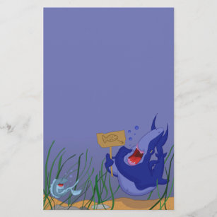 Hungry Blue Shark and Fish Stationery