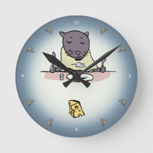 hungry cat round clock