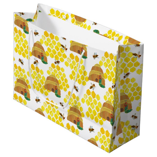 Hungry Caterpillar | Save the Bees Pattern Large Gift Bag (Front Angled)